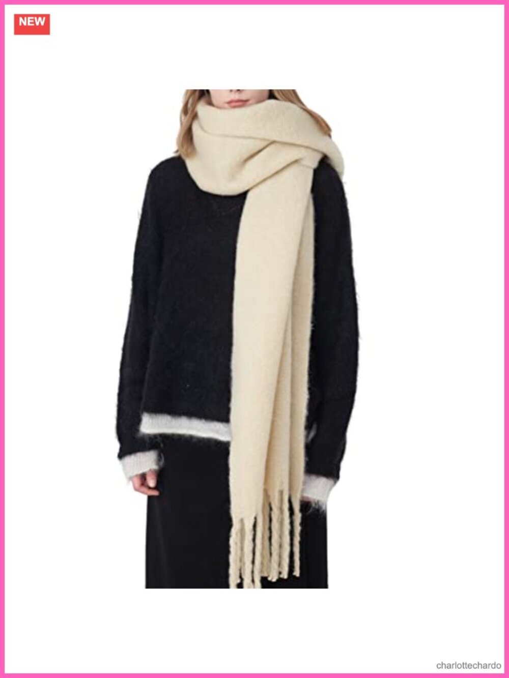 Oversized Tassel Thick Winter Scarf Warm Shawl Wrap Polyester